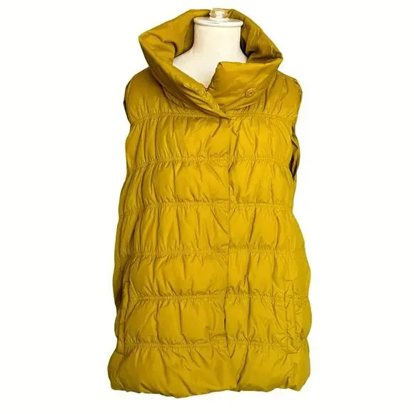 EILEEN FISHER Goose Down Puffer Vest Stand Collar Snap Front Size XL - Picture 2 of 8